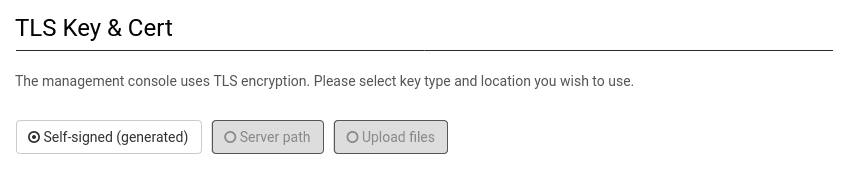 Self-signed TLS Key and Cert