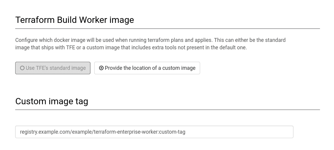 The `custom_image_tag` setting in the user interface.