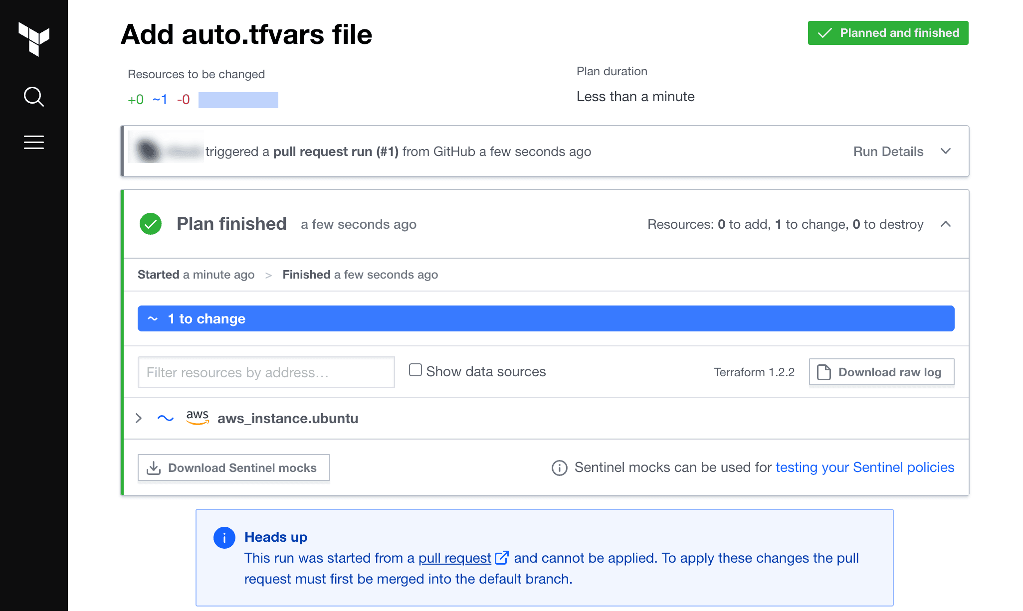 HCP Terraform speculative plan